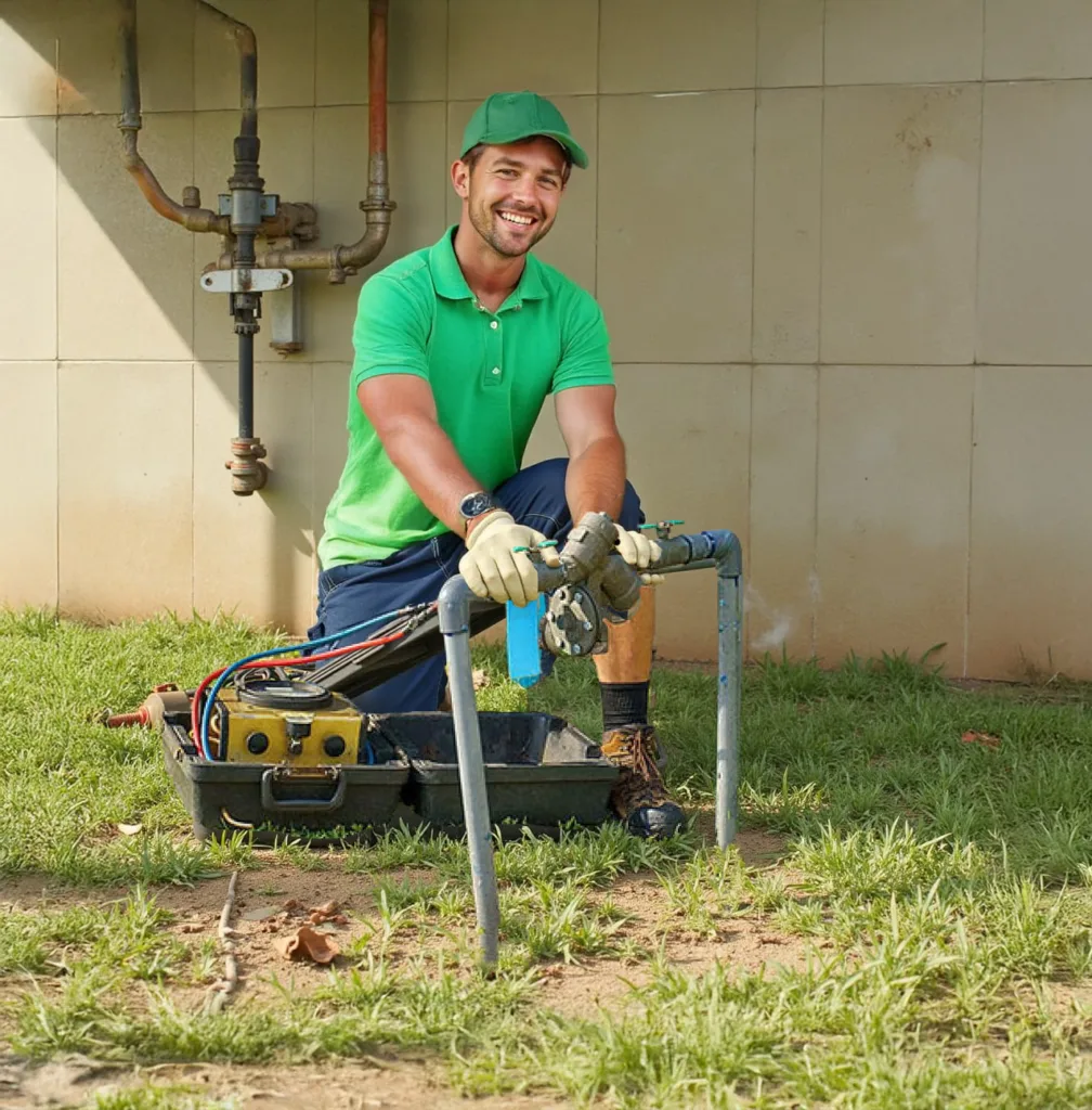 plumber fixing pipes