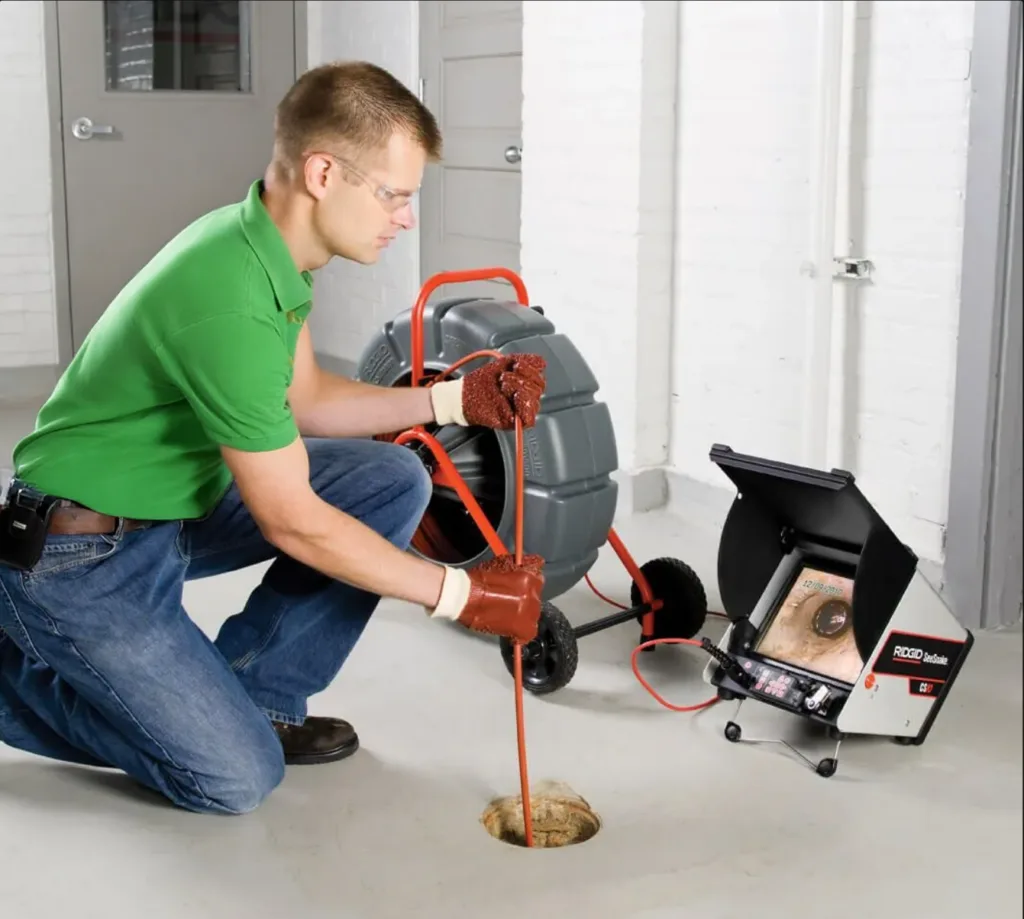 plumber operating drain cleaning services