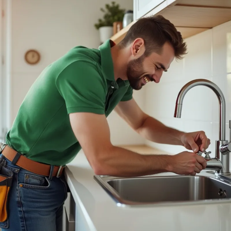 plumber fixing sink